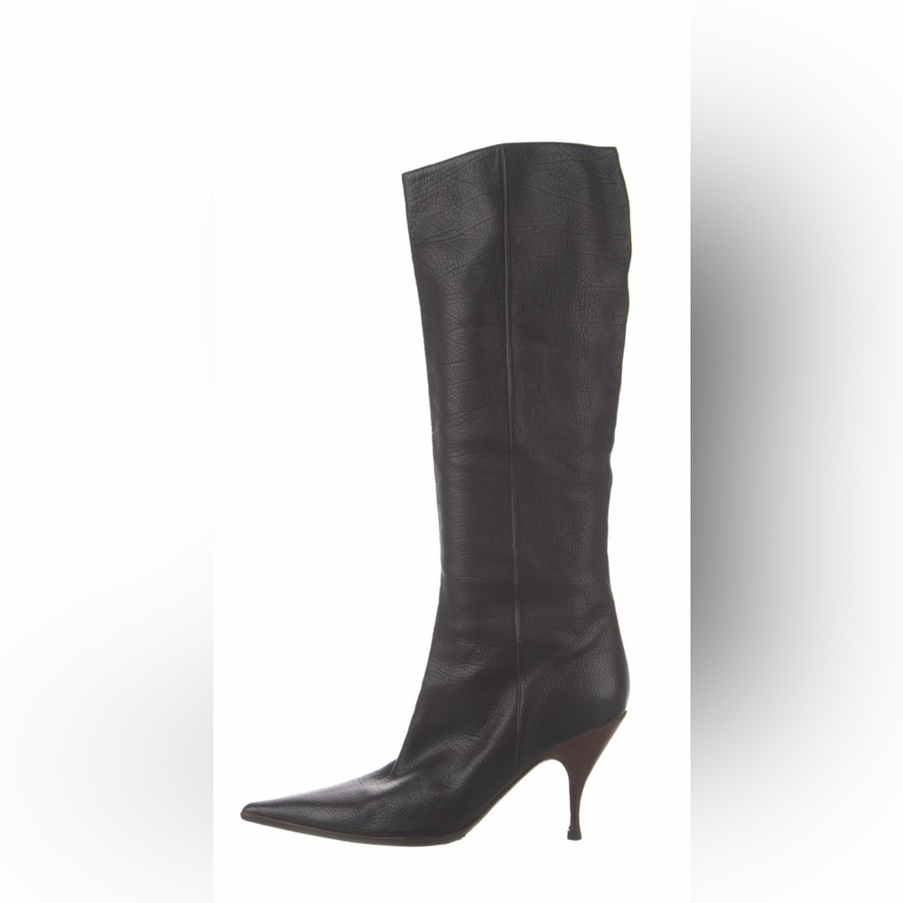 Fendi Black Leather Heeled Boot